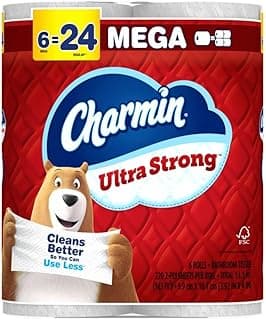 Charmin Ultra Strong Toilet Paper, 6 Mega = 24 Regular Rolls, 2-Ply, White