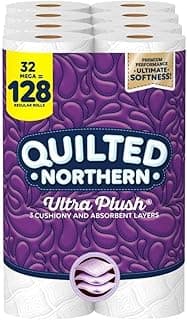 Quilted Northern Ultra Plush Toilet Paper, 32 Mega Rolls = 128 Regular Rolls, 3-Ply Bath Tissue (Packaging May Vary), 8 Count (Pack of 4)