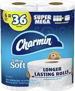 Charmin Ultra Soft Toilet Paper, 6 Super Mega Rolls = 36 Regular Rolls