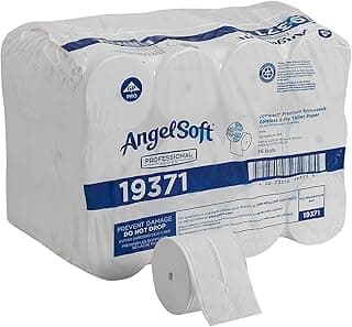 Angel Soft Professional Series Compact Premium Embossed Coreless 2-Ply High-Capacity Toilet Paper by GP PRO, White, 19371, 750 Sheets Per Roll, 36 Rolls Per Case