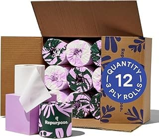 Repurpose 100% Bamboo Toilet Paper, 3-Ply, Tree-Free, Plastic-Free, FSC Certified, Septic Safe, Fast Dissolving, RV-Friendly, 12 Rolls (300 Sheets/Roll), No Fragrance/Dyes