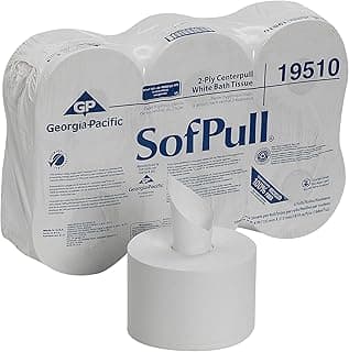 Georgia Pacific SofPull 19510 Centerpull 2-Ply High Capacity Toilet Paper, 1000 Sheets Per Roll, 6 Rolls Per Case, White