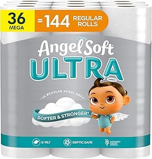 Angel Soft Ultra Toilet Paper, 36 Mega Rolls = 144 Regular Rolls, 2 Ply Toilet Tissue