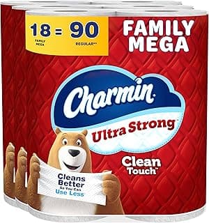 Charmin Ultra Strong Clean Touch Toilet Paper, 18 Family Mega Rolls = 90 Regular Rolls