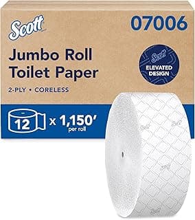 Scott Professional Coreless High-Capacity Jumbo Roll Toilet Paper, Bulk (07006), 2-Ply, Elevated Design, Septic Safe, White (12 Rolls at 1,150' Each, 13,800'/Case)