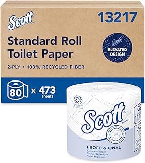Scott Professional 100% Recycled Fiber Standard Roll Bulk Toilet Paper (13217), 2-Ply, Elevated Design, White, Individually Wrapped (80 Rolls of 473 Sheets, 37,840 Sheet Total)