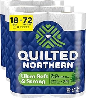 Quilted Northern Ultra Soft & Strong Toilet Paper, 18 Mega Rolls = 72 Regular Rolls, 5X Stronger*, Premium Soft Toilet Tissue