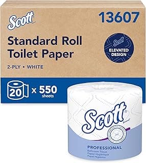 Scott Professional Standard Roll Toilet Paper, Bulk (13607), 2-Ply, Elevated Design, White, Individually Wrapped, Compact for Easy Storage (20 Rolls of 550 Sheets, 11,000 Sheet Total)