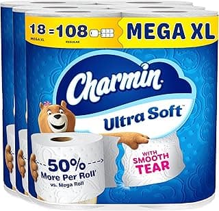 Charmin Ultra Soft Toilet Paper, 18 Mega XL Rolls = 108 Regular Rolls