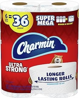 Charmin Ultra Strong Toilet Paper, 6 Super Mega Rolls = 36 Regular Rolls