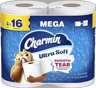 Charmin Ultra Soft Toilet Paper, 4 Mega Rolls = 16 Regular Rolls
